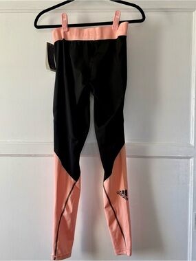 adidas Black and Pink Colorblock Athletic Leggings